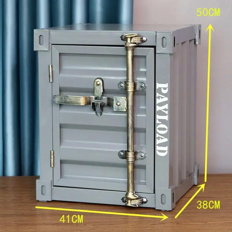 Aufbewahrungsbehälter, Nachttisch aus Eisen mit Schloss, Aufbewahrungsschublade aus Metall, bequemer Nachttisch, Safe, Home Hotel Schlafzimmermöbel