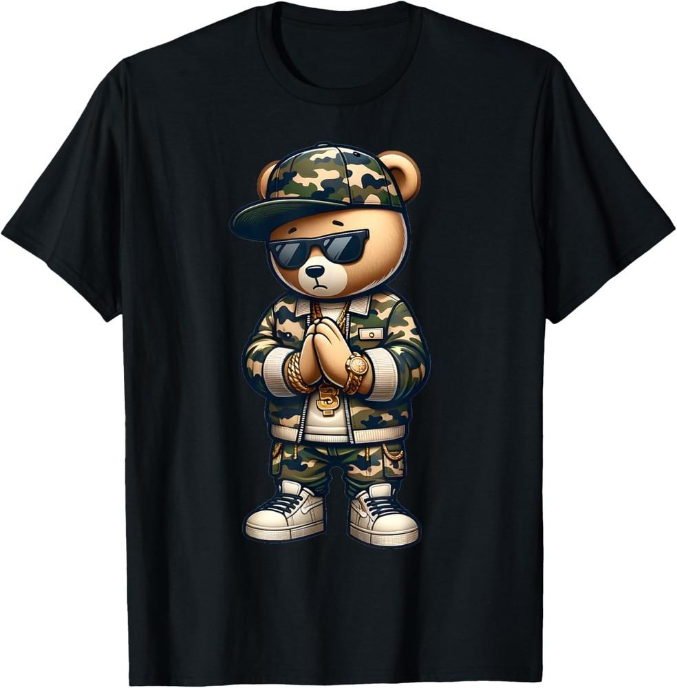

Camo Hip Hop Teddy Bear Camouflage Streetwear Mens Boys Cool T-Shirt Unisex T-Shirt L