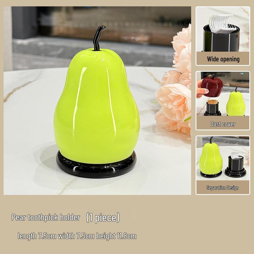 High-End Cute Apple Pear Toothpick & Cotton Swab Holder