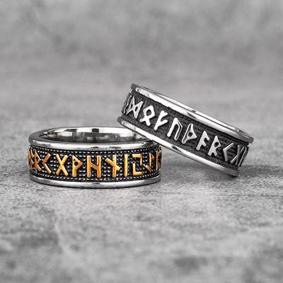 Retro Viking Karakter Roestvrij Staal Heren Ringen Punk Eenvoudige Amulet Voor Mannelijke Vriend Biker Sieraden Creativiteit Cadeau