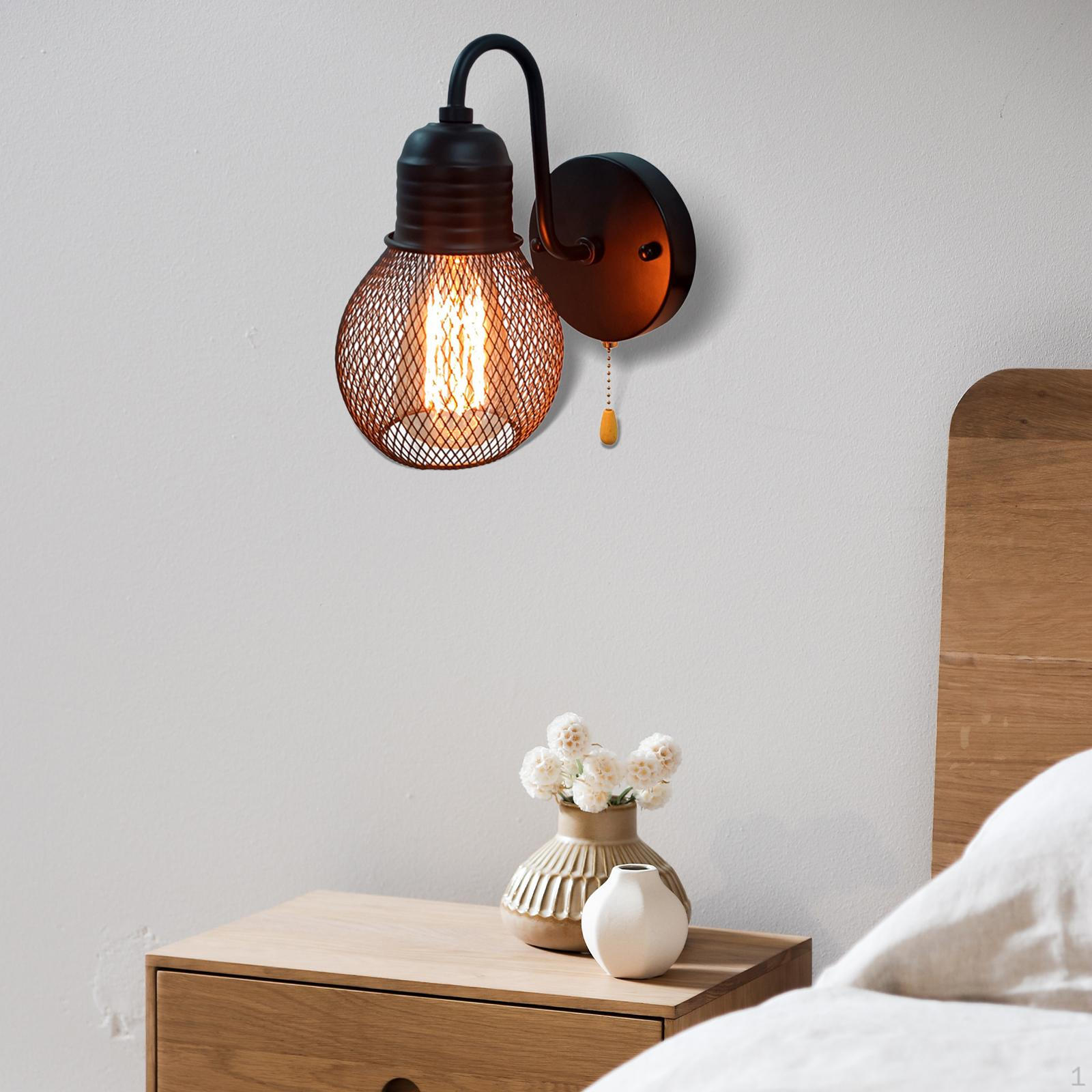 

Black Industrial Wall Sconce Mount Light Fixture with Pull Chain Switch for Loft Hallway