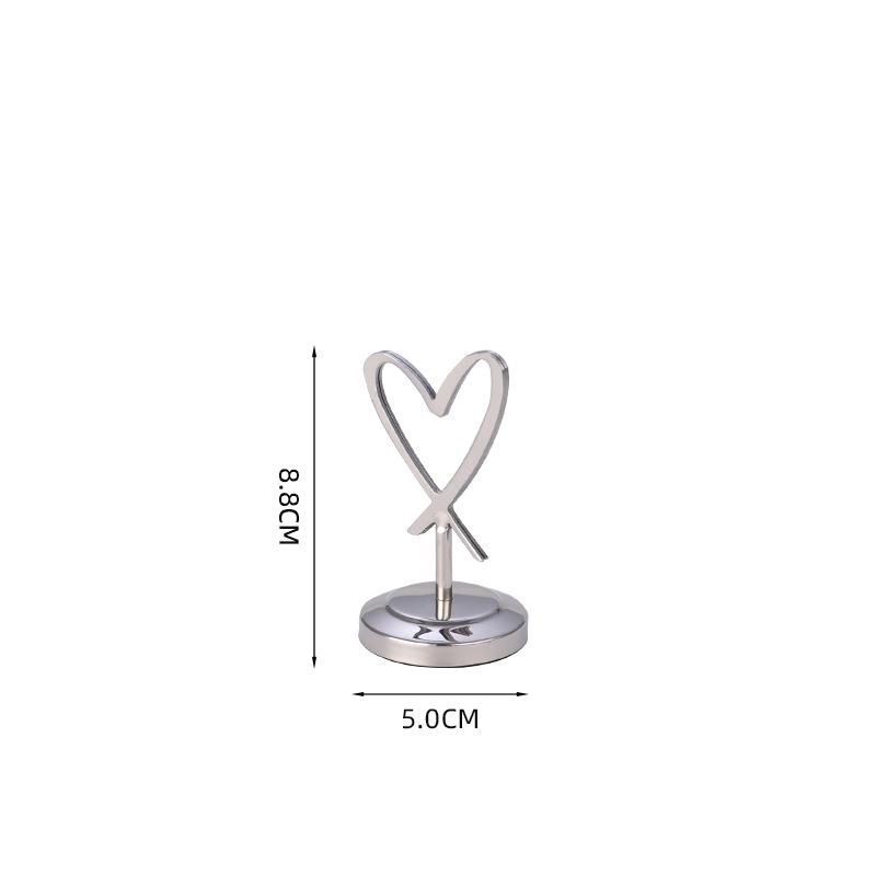 Heart-Shaped Stainless Steel Table Card Holder for Weddings, Restaurants, or Banquets.