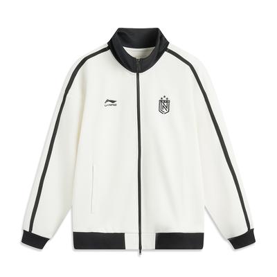 Li Ning Sports Lifestyle Series Fan Style Casual American Vintage Simple Letter Color Block Zip Hoodie Unisex Hoodie Off-White AWDVD01-1