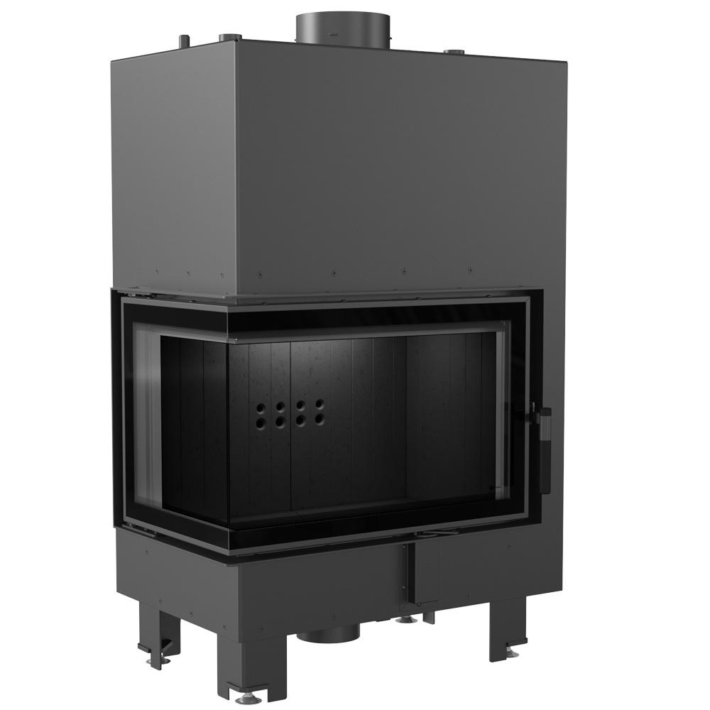 Water heating fireplace KRATKI MBM Left 12 kW Ø 180 black thermotec lining