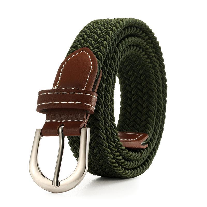 Women's Solid Color Elastic Canvas Belt with Pin Buckle