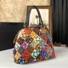 New Genuine Leather Cowhide Bag, Fashionable Floral Women'S Bag, Color-Blocking Hand-Held Crossbody Bag