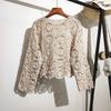 Lace Small Shawl Cardigan Female Spring Summer O Neck Long Sleeve Solid Casual Versatile Hollow Cardigan Female