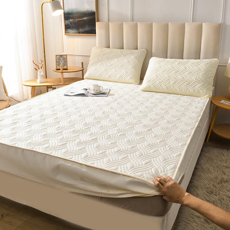 Folha cabida: Peça única de sanduíche de algodão puro, capa protetora Simmons, capa de colchão antiderrapante espessada, colcha removível com tudo incluído
