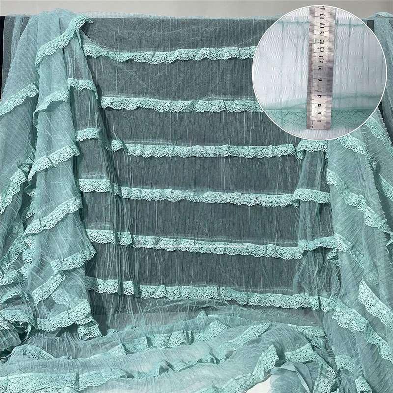 Multi-Layer Lace Trim Yarn Fabric Princess Gown Wedding Dress Designer Fabric DIY Sewing Ruffle Trim Lolita Doll Clothes