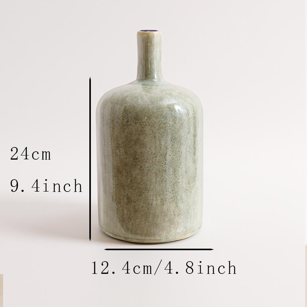Vase en céramique à col fin, vase en porcelaine cuite au four, accessoires de décoration pour la maison