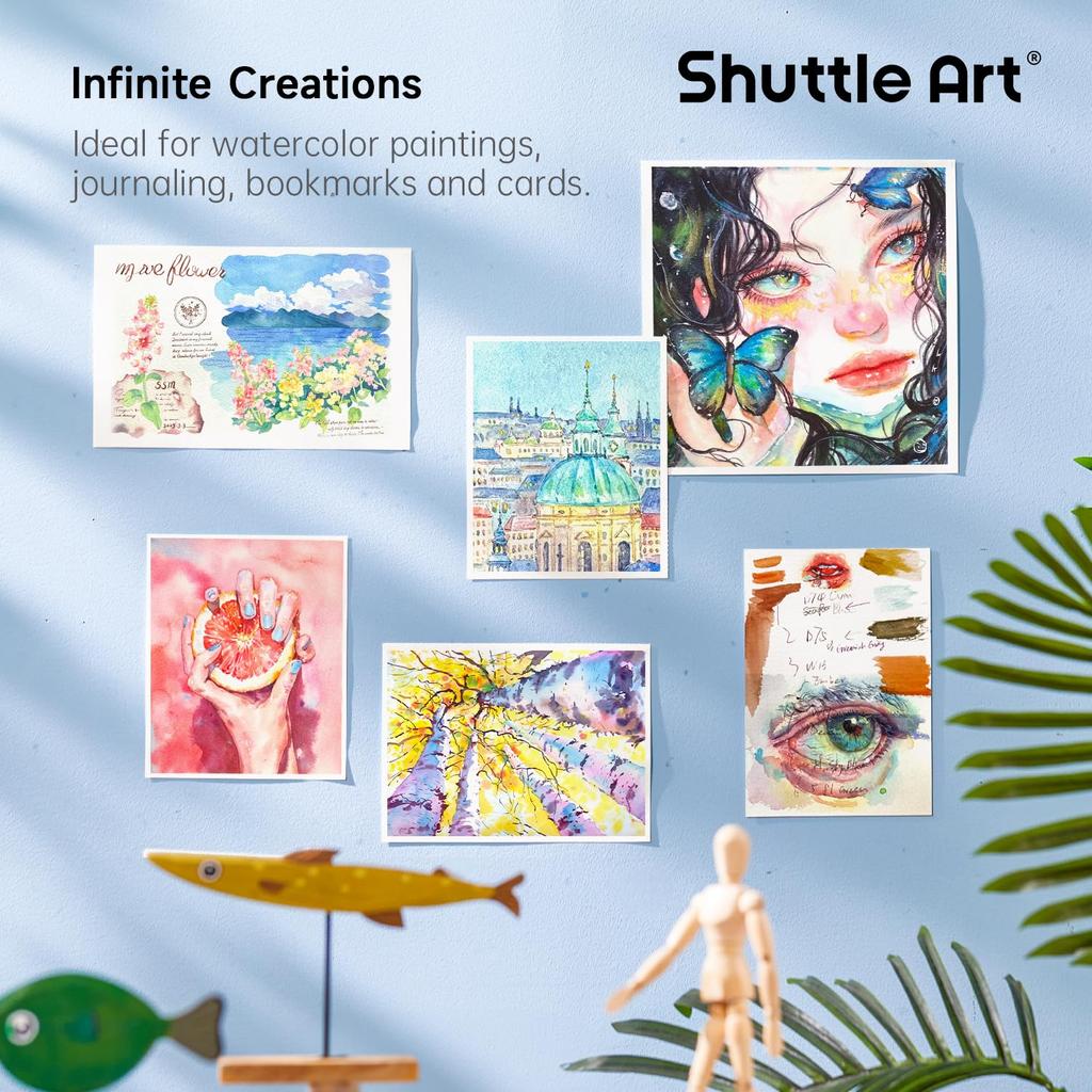 Shuttle Art Sada pevných akvarelových barev s 13 pro dospělé Akvarel a venkovní přenosná sada uměleckých potřeb pro a Skvělé barvy, 48-barevné štětce, paleta,