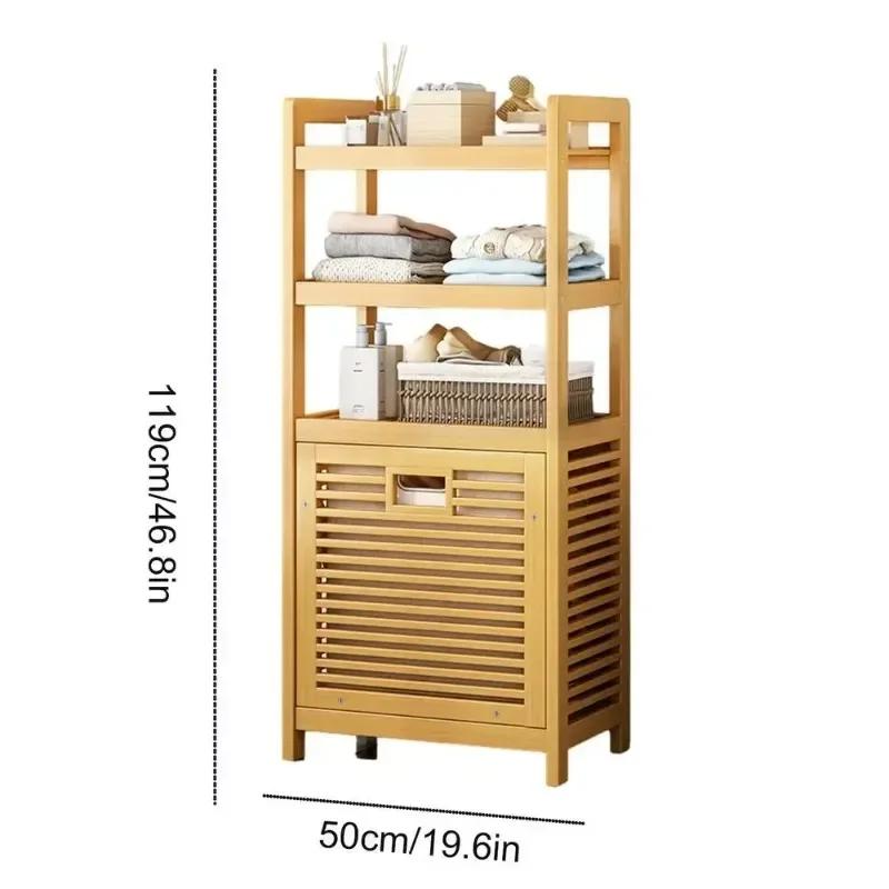 Laundry Hamper Dirty Clothes Storage Basket Pull-Out Floor Stand Bathroom Storage Shelf Cabinet Multi-function Laundry Basket