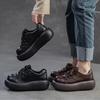 Johnature Versatile British Style Thick Soled Shoes Genuine Leather Retro Round Toe Lace Up Women's Shoes
