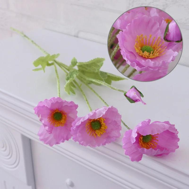 Artificial Poppy Flowers Bouquet Silk Fake Flowers For Home Decor Garden Marriage Room Wedding Decoration DIY Vase Accessories
