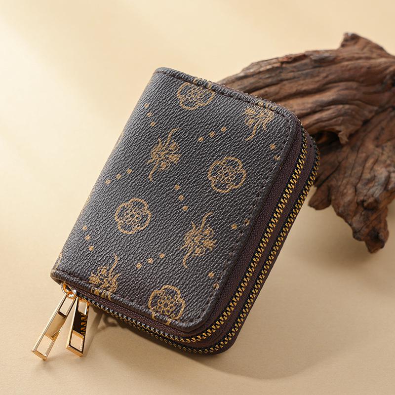 2025 Ladies Double Zipper Accordion Card Holder Fashionable Multi-Card Slot Trendy Retro Coin Purse 898₽