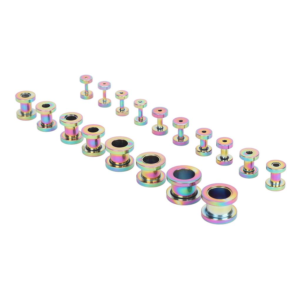 18pcs Stainless Steel Ear Tunnels 14G To 00G Stretching Kit Double Flared Piercing Jewelry Ear Gauges Plugs