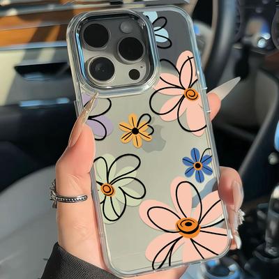 Line Flower Transparent Phone Case For Iphone 17E 16 16E 15 14 13 12 11 Pro Max 14 Plus 17 Air Cute Soft Case Cover