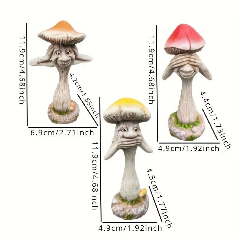 3 יחידות פסלי פטריות מצחיקים לגינה, עיצוב קלאסי של שלושה חכמים. קישוט חיצוני נהדר ומתנה ליום האם.
