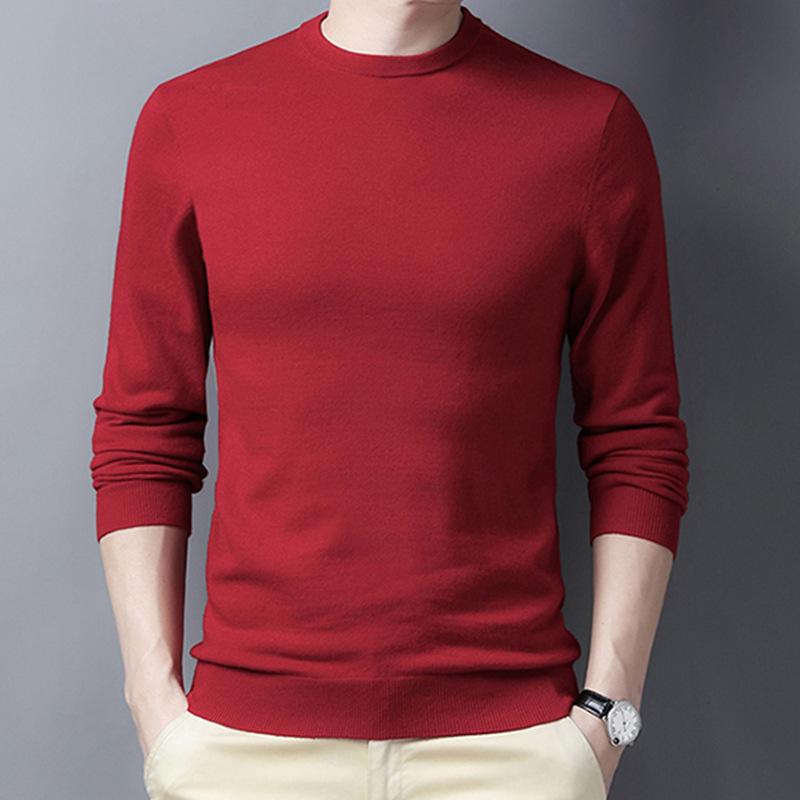 Spring and Autumn Men's Pure Wool Sweaters, Round Neck Bottoming Shirts, Business Casual Sweaters for Men