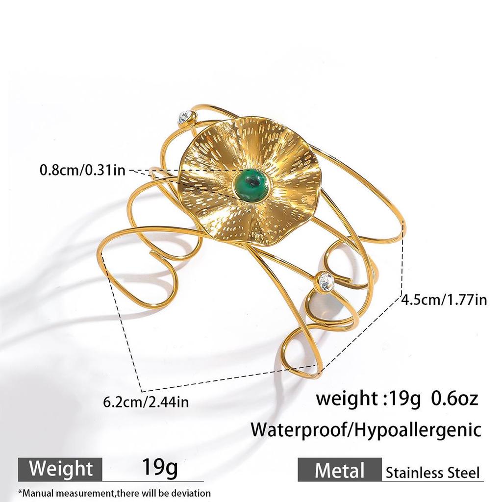 European & American Ocean Style Stainless Steel Bracelet with Starfish, Seashell, Coral Flowers, and Natural Stone Bangle Hand Jewelry.