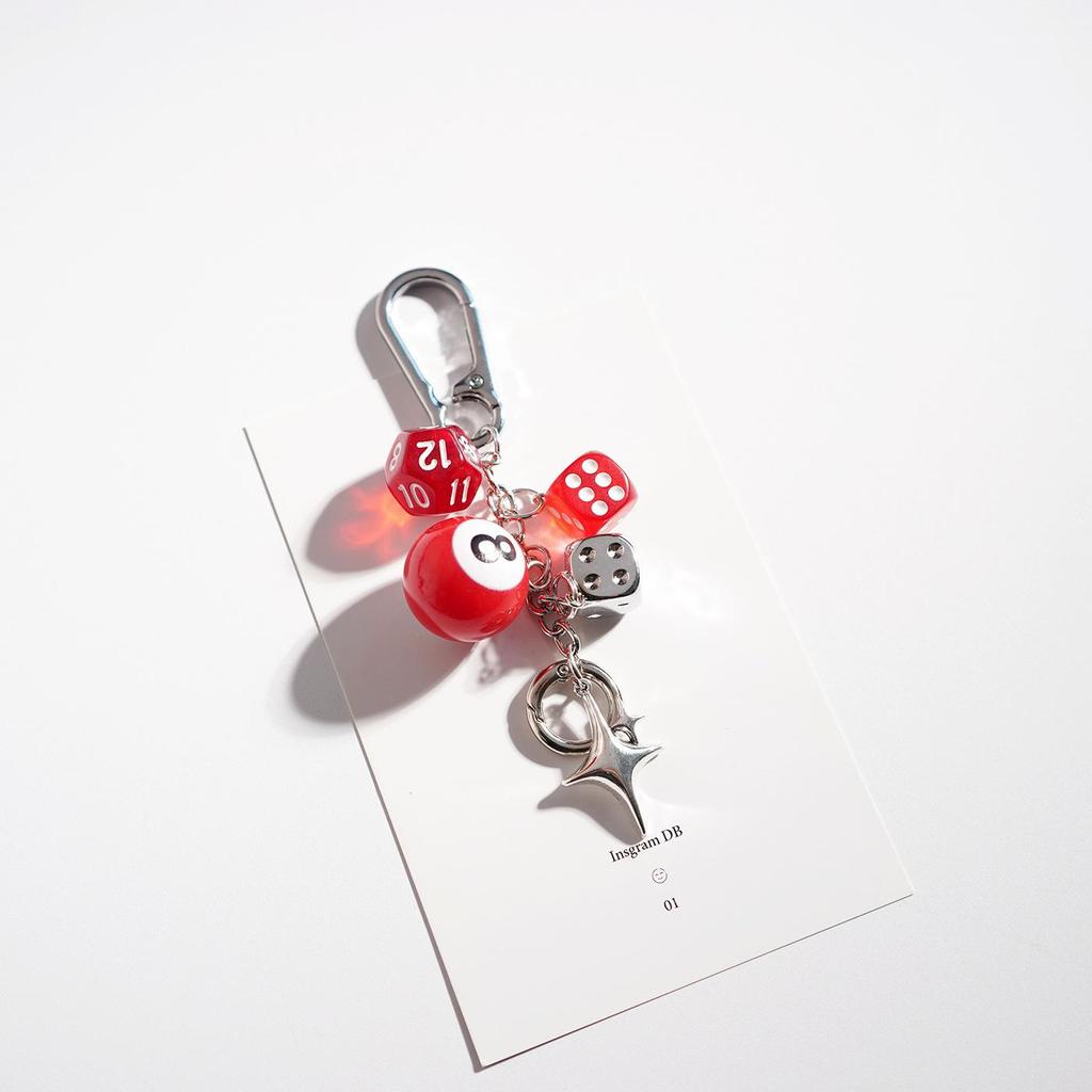 Creative Billiard Dice Keychain & Number Pendant Charm