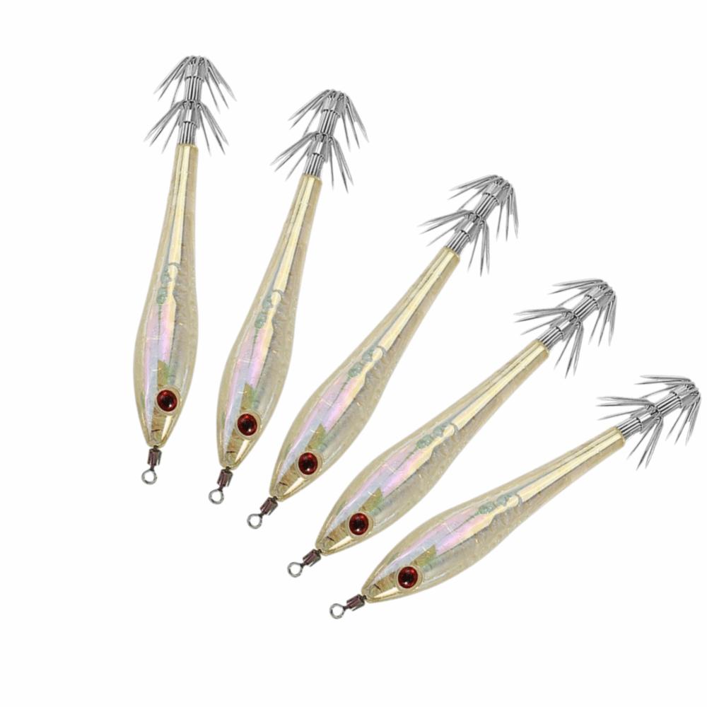 5PCS Glow In Dark Squid Fishing Lures Double Hook Squid Jig Hooks  Freshwater Fishing