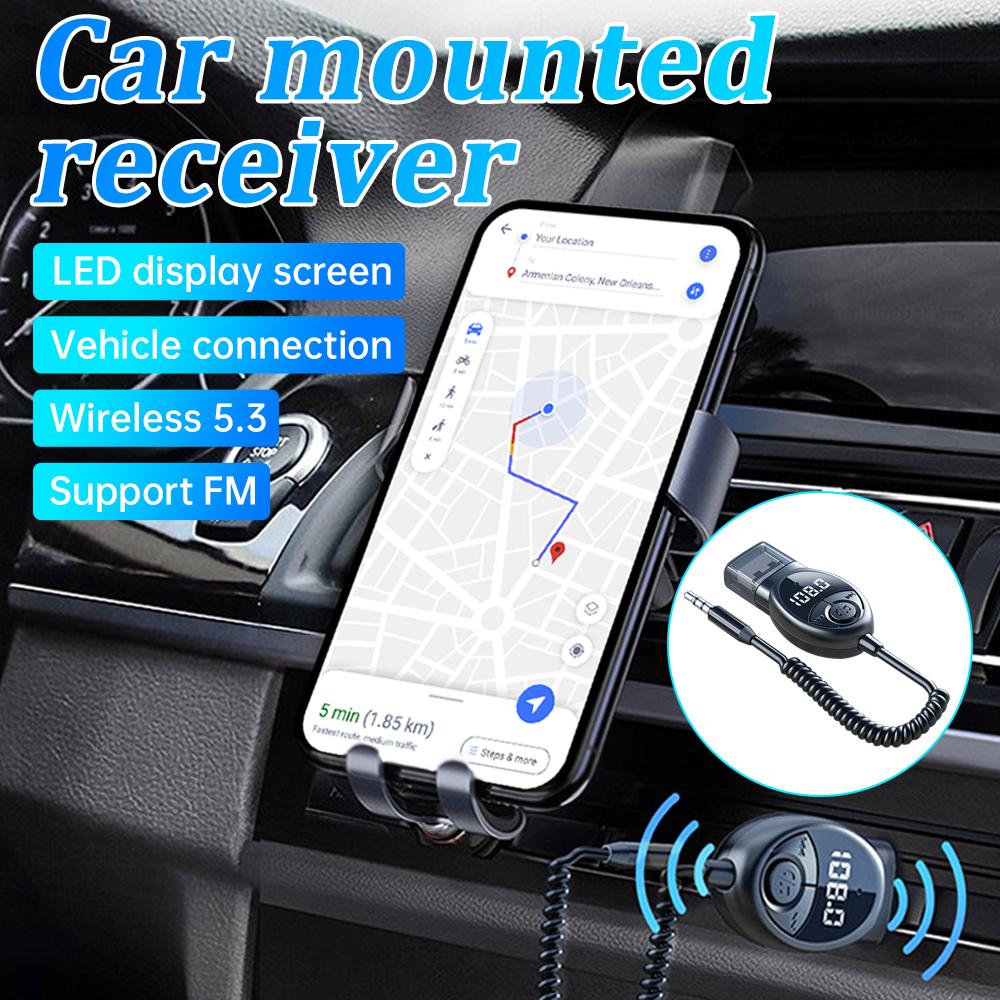 Wireless FM Transmitter Bluetooth 5.3 Car Audio Transmitter USB Powered Bluetooth Audio Receiver MP3 Player Car Kit Handsfree