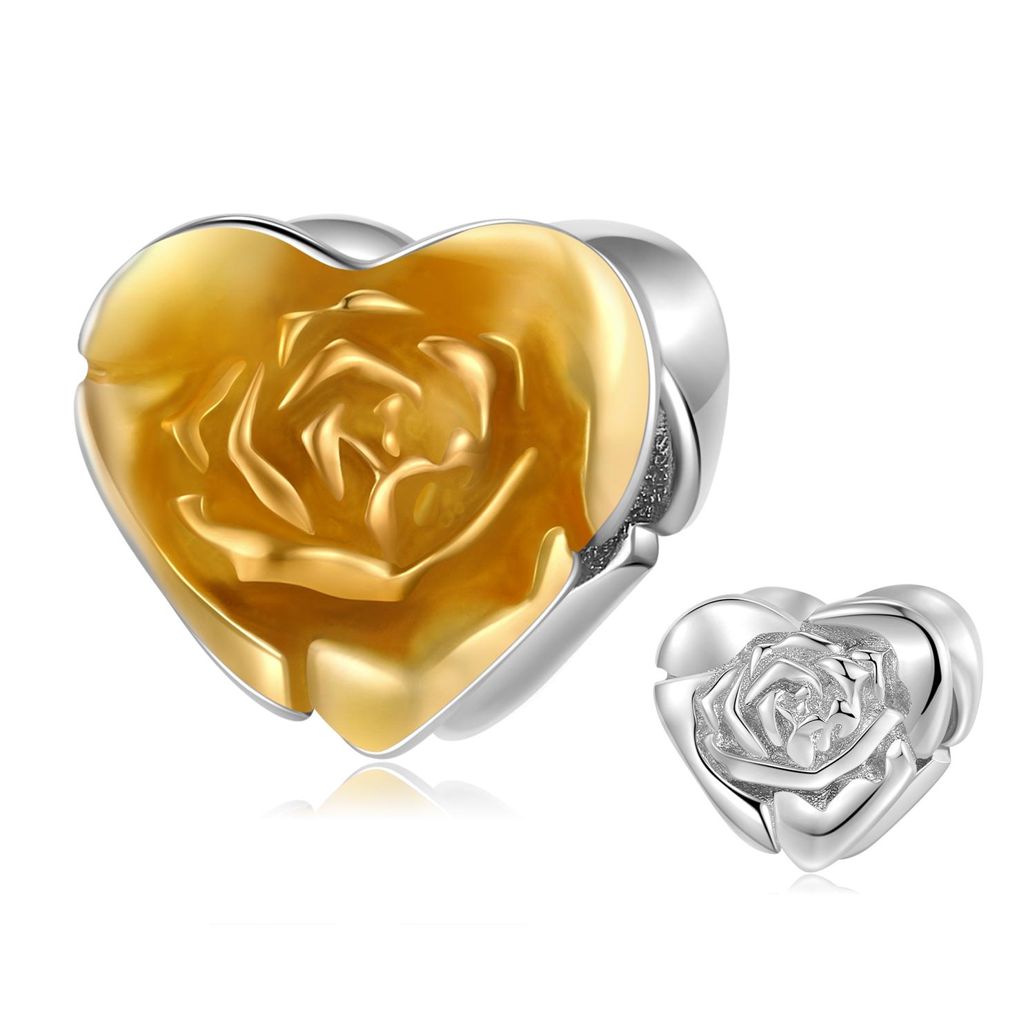 

Подарок любви Сердце и Роза Шарм Настоящее Стерлингового Серебра 925 Эмаль Восьмицветные Цветы Бусины для Женщин Браслет Ювелирные Изделия оранжевый