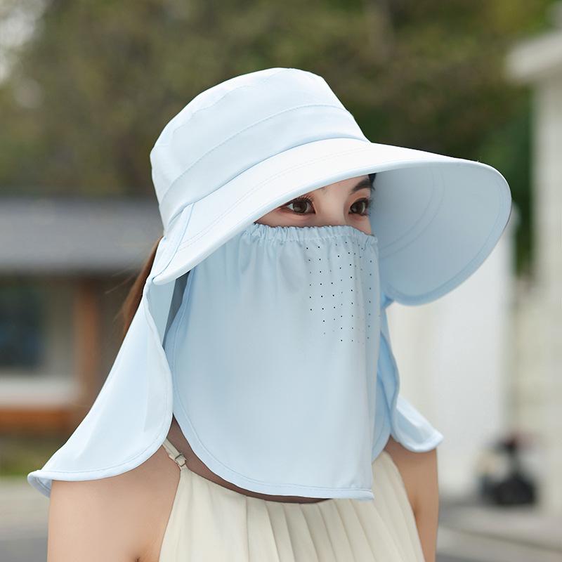 Summer Hats Women, Face-Shielding Shawl, Fisherman's Hat, Outdoor, Breathable Tea-Picking Hat Large-Brimmed
