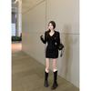 Frühling Herbst Einfarbig Sexy Mode Slim Bodycon Mini Sweatshirt Kleid Damen Langarm Kapuze Schlitz Robe Vestidos