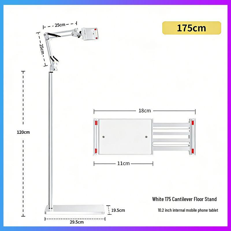 Soporte Cantilever Ajustable de 170 cm de Pie para Teléfono y Tableta para Mesita de Noche o Sofá