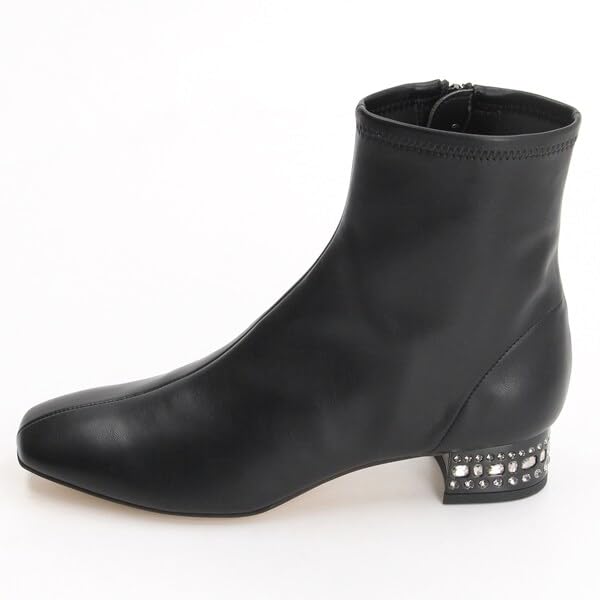 JILL STUART SHOE Fashion Boots, Jewel Heel Stretch Short Boots 6593, Black