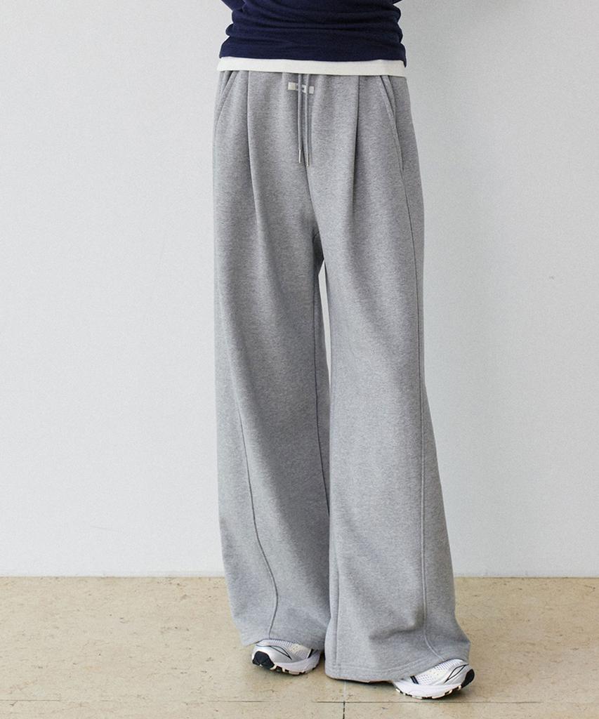 GRASPLAN One-Tuck Wide Banding Pants_Melange Gray (Regular/Fleece-Lined Ver.)