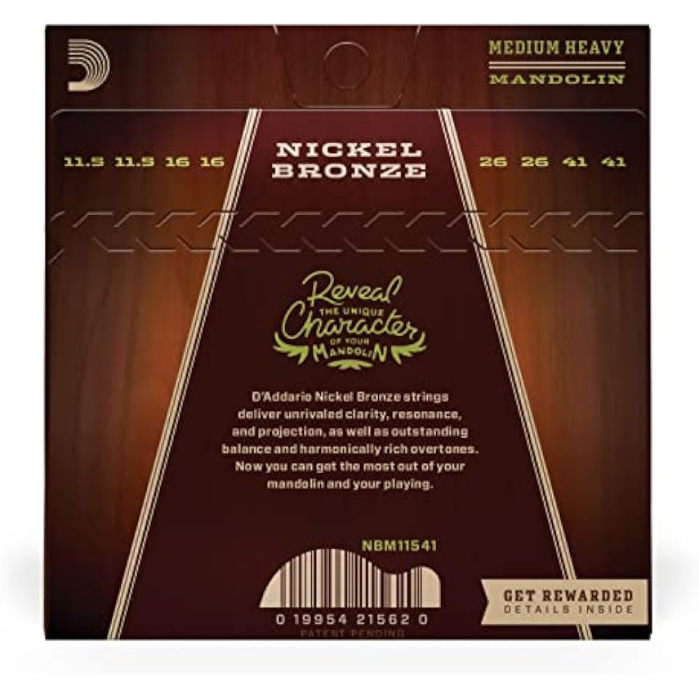 D'Addario Daddario Mandolin String Nickel Bronze Medium Heavy .0115-.041 NBM11541 [Domestic Genuine]