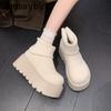 Hiver Talons à Plateforme Épais Femmes Bottes de Neige Garder au Chaud Augmentation de la Hauteur Chaud Coton Bottines Courtes Chaussures Mujer