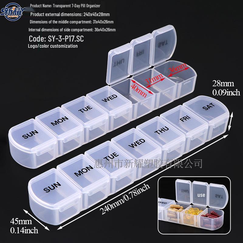 Seven-Day Pill Organizer: Morning, Noon, Night Portable Capsule Case with Large Capacity