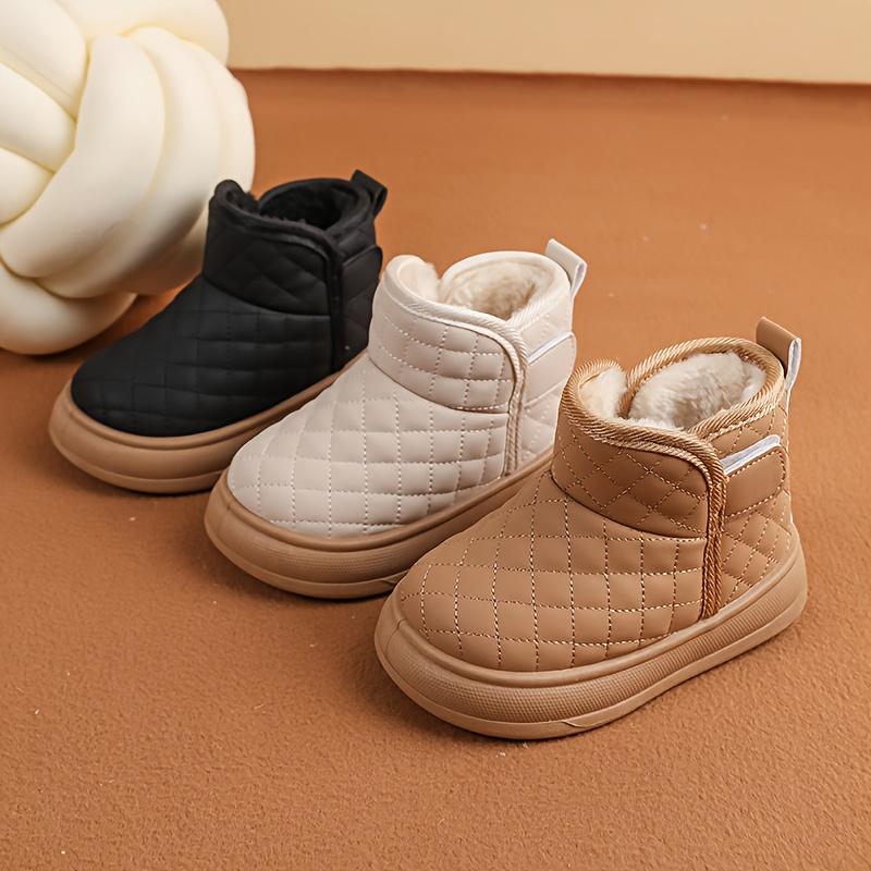 Winter Warm Boys Girls Slip Resistant EVA Snow Boots Arch Support Round Toe Soft Lining Cushioned Insole Beige Black White Gray Casual Shoes Snow