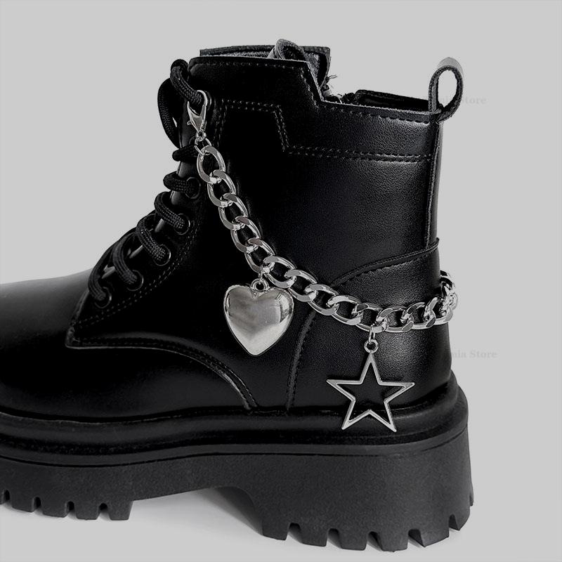 1pc Metal Hollow Stars Shoes Chain Large Heart Pendant Boots Buckles Women Shoe Decor Accessories Diy Fashion Party Jewelry Gift