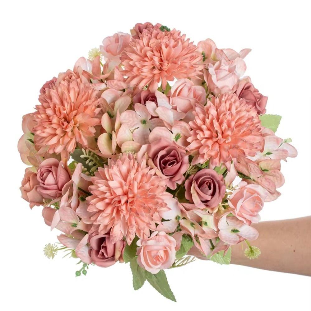 Wedding Wreath Artificial Rose Flower Colorful Bridal Bouquet Silk Hydrangea  Wedding Arrangements