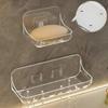 1pc Bathroom Wall Mounted Shelf No Drilling Storage Organizer for Toilet Washbasin Minimalist Clear Adhesive Bathroom Shelf Plastic Shower Caddy Self