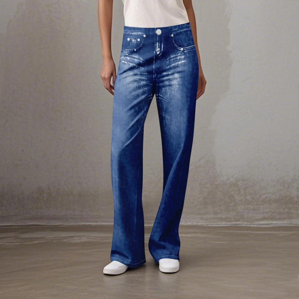Women's Casual Sports Pants Sweatpant Jeans Print Denim Pants