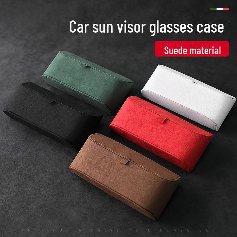 პორშე ზამშის მზის დამცავი სათვალის დამჭერი - მანქანის მზის სათვალის შესანახი და ინტერიერის დეკორის აქსესუარი