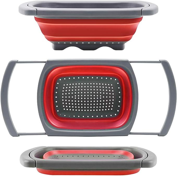 Over The Sink Colander Collapsible Chopping Board Storage Bucket Kitchen Washing Basket Vegetable Fruit Colanders Strainers New Kitchen Essentials