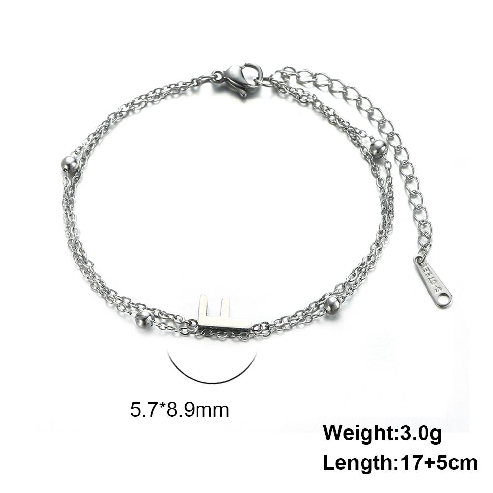 Dreamtimes 26 Alphabet Letter Charm Bracelet Silver Color Chain Initial Bracelets For Women Jewelry Adjustable Birthday Gift