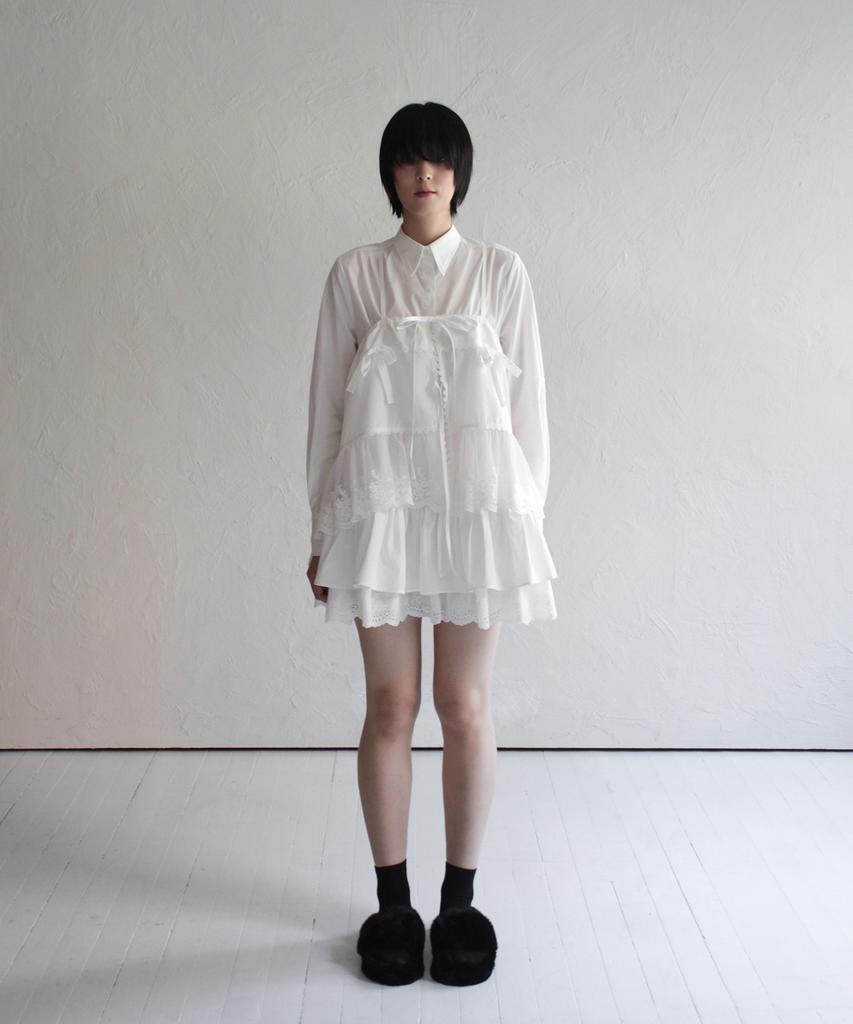 Rubati Ruffle Shirt Mini Dress_White