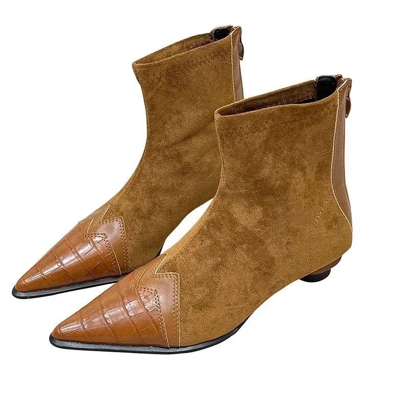 Ankle Boots for Women Suede Pointed Toe Snow Boots Women Shoes 2024 Trend Designer Pumps Goth Chelsea Botas Gladiator Zapatos