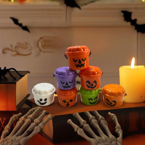2 Pcs Halloween Boo Buckets Plastic Pumpkin Pails with Handle Portable Small Candy Bowls for Kids Trick or Treat Halloween Party Favors