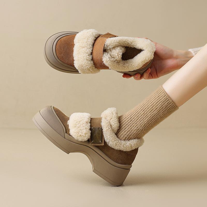 Fashion 2024 Winter Women Shoes Pumps Cow Suede Shoes for Women Round Toe Chunky Heel Retro Loafers Platform Heel Ladies Shoes Loafers