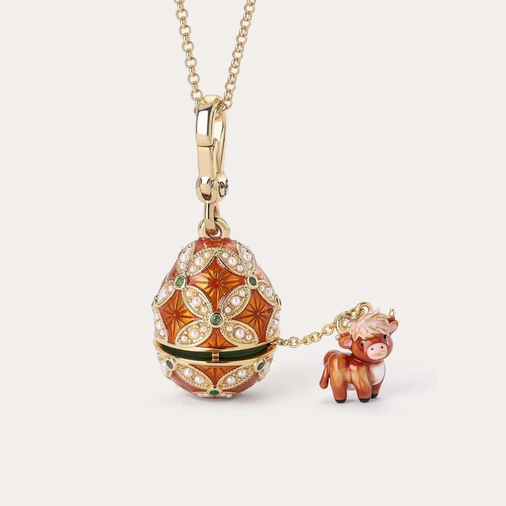 Opened Design Easter Egg Necklace Chinese Style Zodiac Pendant Necklace Jewelry Gift
