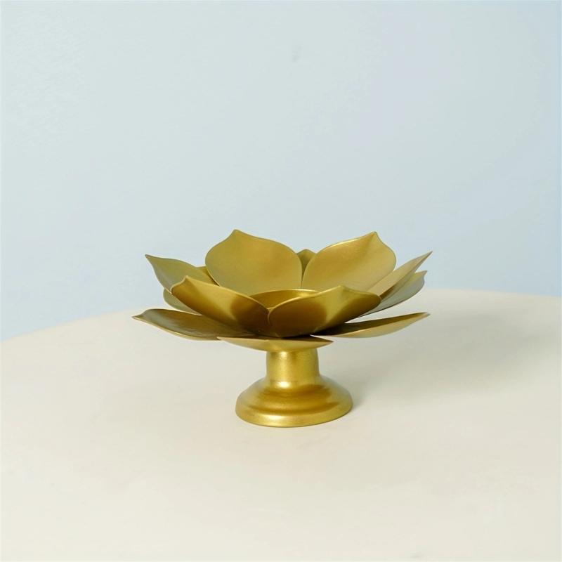 Elegant Metal Lotuses Flower Candle Holder Cup Desktop Decoration For Celebration And Ceremonies